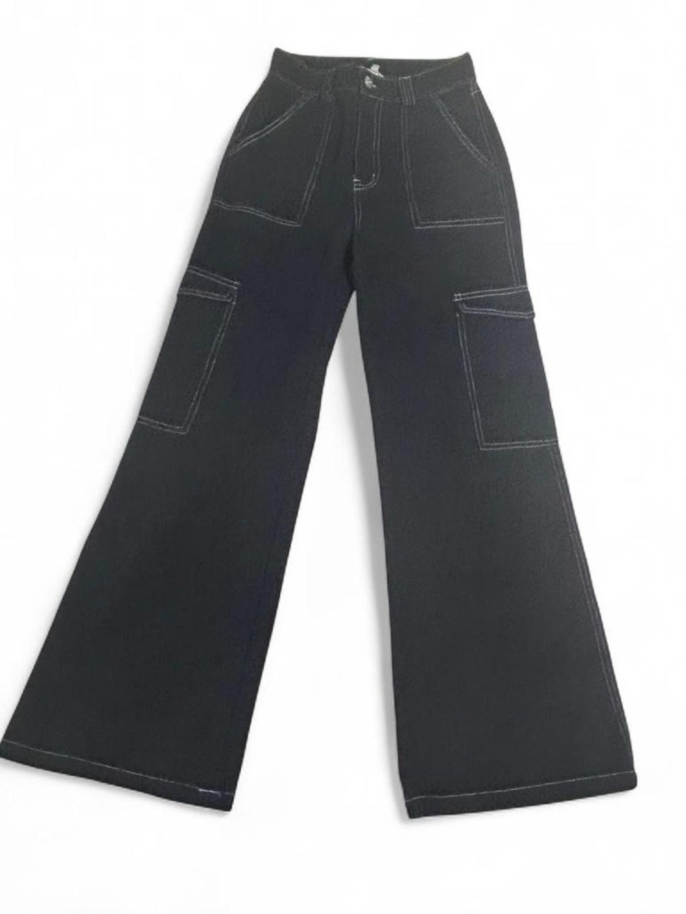 Altar’d State Black Carpenter Pants Wide Leg Contrast Stitch Size S
